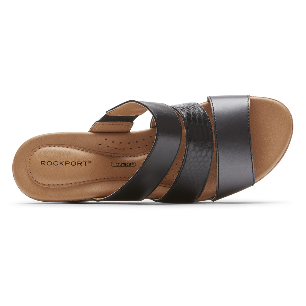 Rockport Womens Lyla Banded - Slides Black - ZKM098253